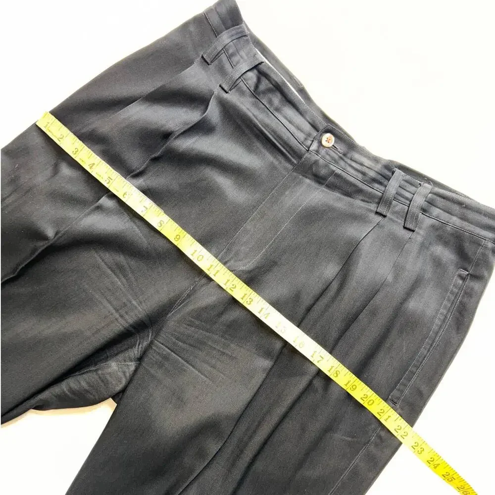 Vintage Tommy Bahama Black Double Pleated Silk Dress Pants- 35